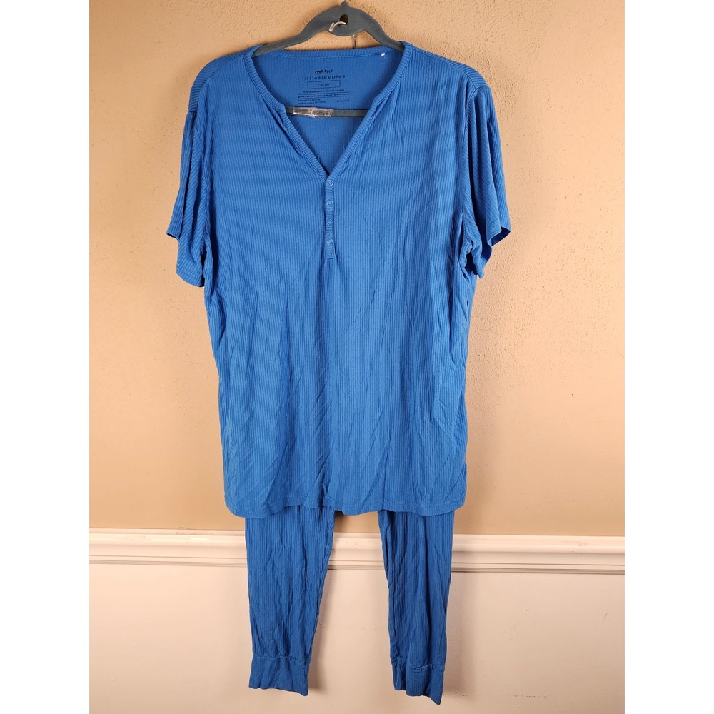 Little Sleepies Womens Blue Bamboo Ribbed Pajamas Medium